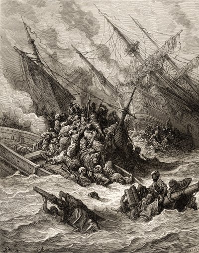 Battaglia di Lepanto nel 1571, illustrazione da 
